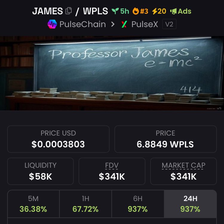 <a href="/Hexologist31/">Hexo 🇺🇸</a> Sorry you were sick mate but don’t miss $JAMES now that you are back 😊 

0x05076bf151AC83680151111027CBfb08cA057a7A

$Atropa
$BFF
$MOST

Based launch off pump.tires