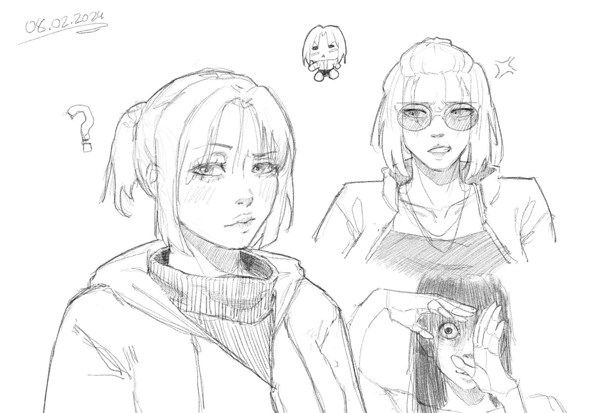 raiu_art's tweet photo. Sketches i did in school, artstyle goes crazy ngl. AND IM NOT DEAD, IM WORKING ON A JINX PIECE, IM JUST SLOW AS HELL 😭 https://t.co/TPKDjDX0b5
