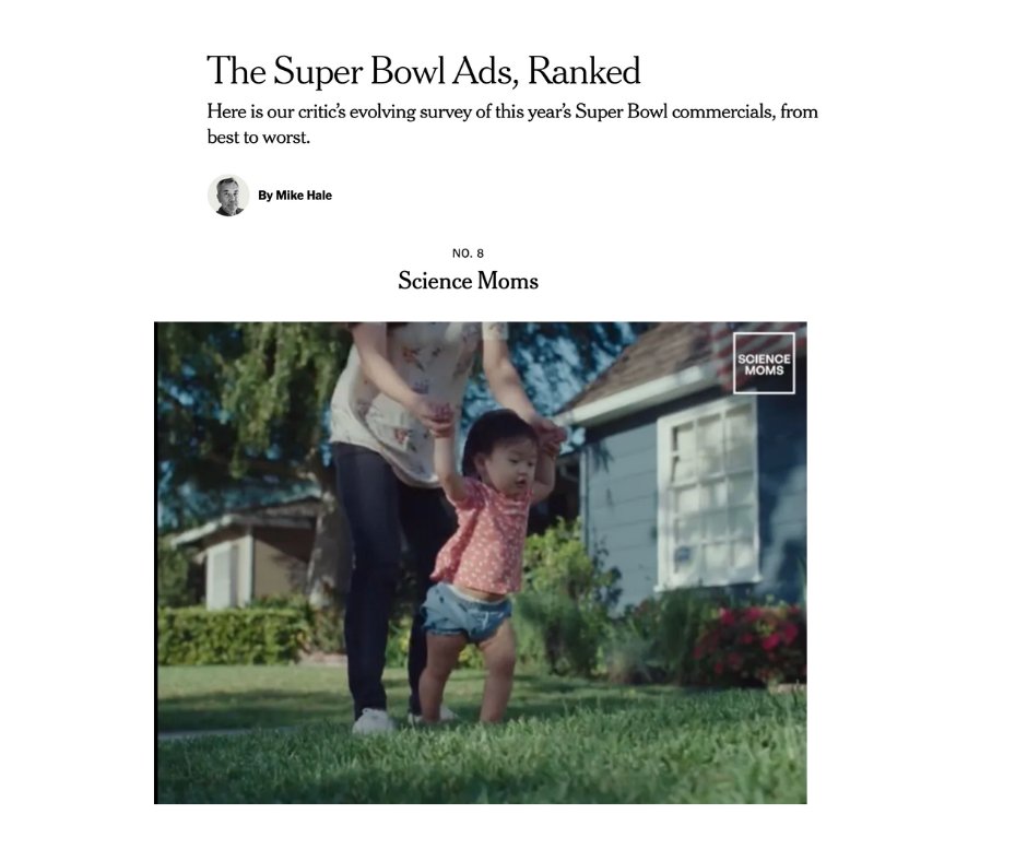 potentialenergycoalition (@pe_coalition) on Twitter photo Excited to share that <a href="/nytimes/">The New York Times</a> ranked <a href="/joinsciencemoms/">Science Moms</a>’ “By The Time” #SuperBowl ad as one of the top ten Super Bowl ads this year (number 8 out of 42)!
nytimes.com/2025/02/07/art…
Check it out here: youtube.com/watch?v=8rnfyw…
#ScienceMoms #LaterisTooLate #ProtectWhatYouLove Excited to share that <a href="/nytimes/">The New York Times</a> ranked <a href="/joinsciencemoms/">Science Moms</a>’ “By The Time” #SuperBowl ad as one of the top ten Super Bowl ads this year (number 8 out of 42)!
nytimes.com/2025/02/07/art…
Check it out here: youtube.com/watch?v=8rnfyw…
#ScienceMoms #LaterisTooLate #ProtectWhatYouLove
