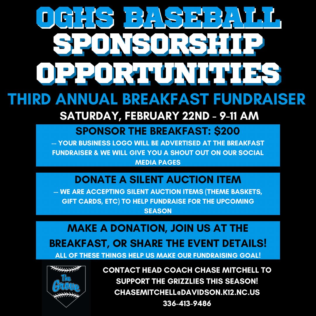 baseball_oghs's tweet image. With the season approaching there are still opportunities to help support our program. Check out the following ways you could be a sponsor. Contact coach Chase Mitchell if you are interested.