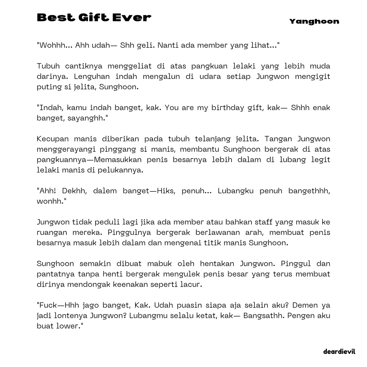 deardievil's tweet photo. yanghoon narasi au — hoon jadi hadiah buat jungcat 🔞

cw // bxb , jung!dom , hoon!suh , profanities , local porn words https://t.co/0ofKCN26z1