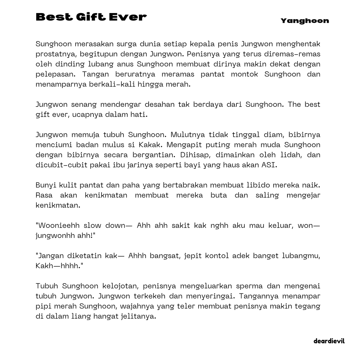 deardievil's tweet photo. yanghoon narasi au — hoon jadi hadiah buat jungcat 🔞

cw // bxb , jung!dom , hoon!suh , profanities , local porn words https://t.co/0ofKCN26z1