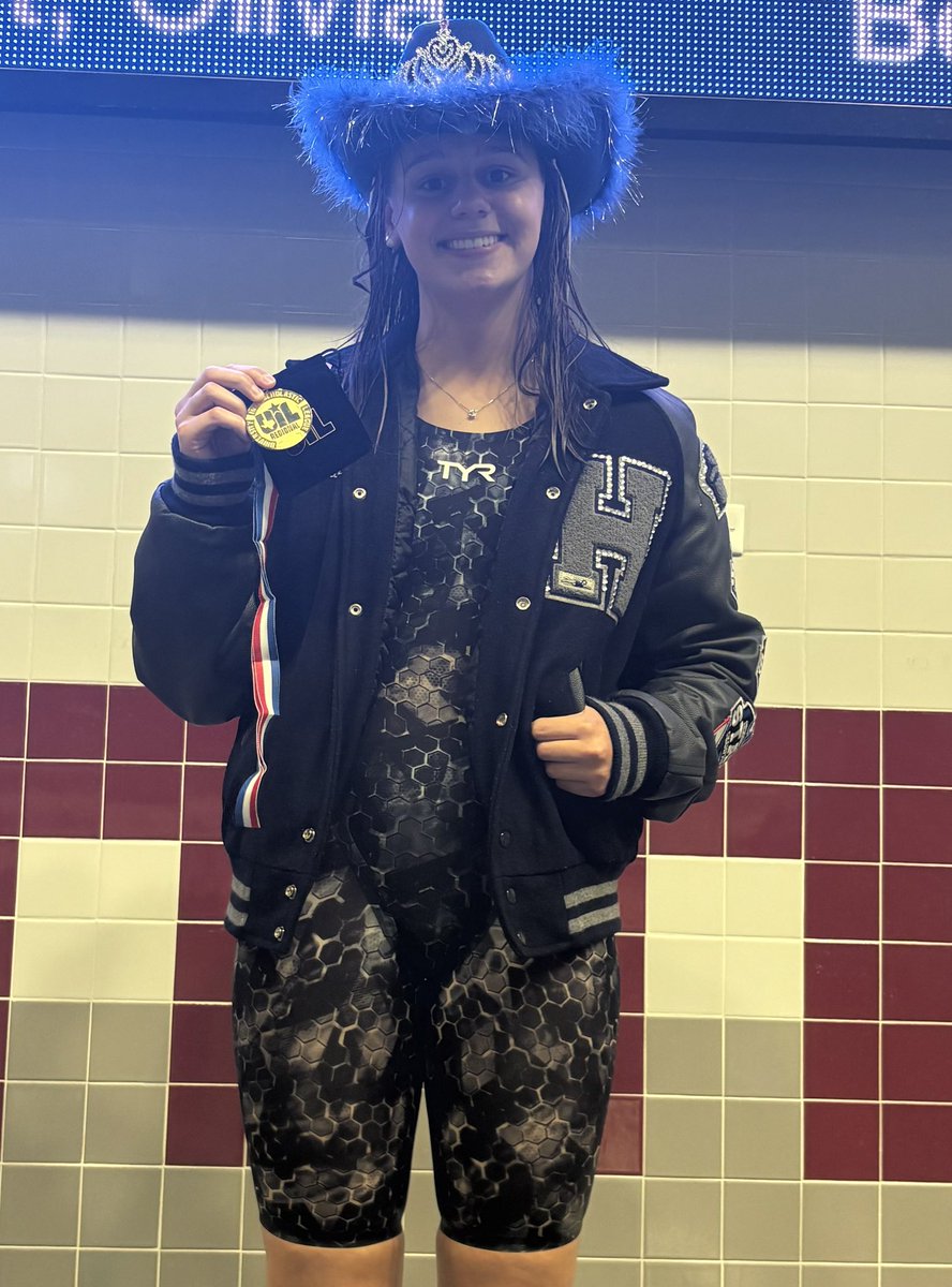 Bringing home the GOLD! 
1st Place 100 Back and another STATE qualifying event. Way to go Steph!