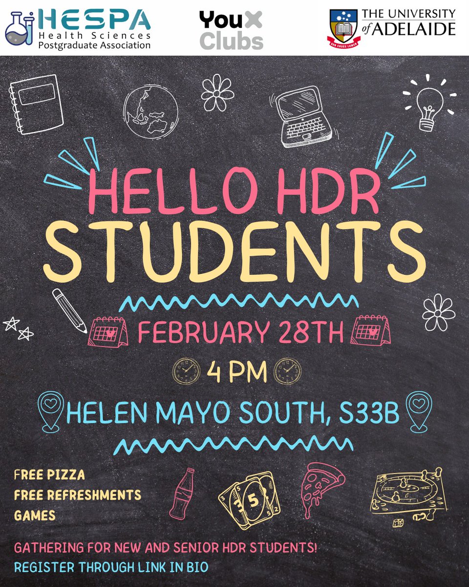 Click on the link to register for our HDR student mixer event coming soon!!
events.humanitix.com/hdr-student-ga…
