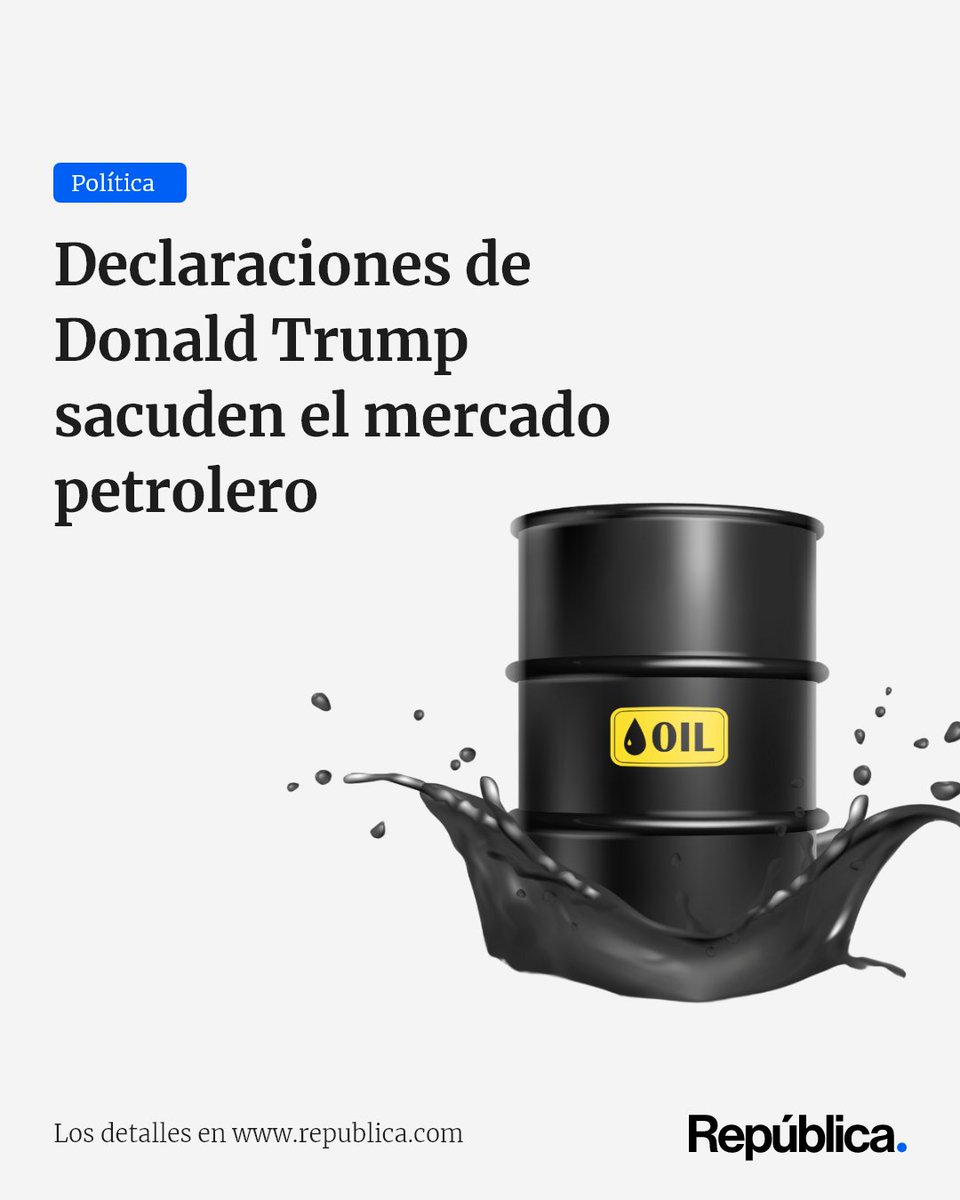 republicagt's tweet photo. 📉 El petróleo cae tras anuncio de Trump ⛽️

Los precios del crudo bajan significativamente luego de que Donald Trump reafirmara su compromiso de aumentar la producción en EE. UU. 📢Su objetivo: combatir la inflación y garantizar el abastecimiento económico.

🔎 ¿Cómo impactará esto en los mercados? 

Lea la nota completa aquí: https://t.co/y8u0BxJoGX