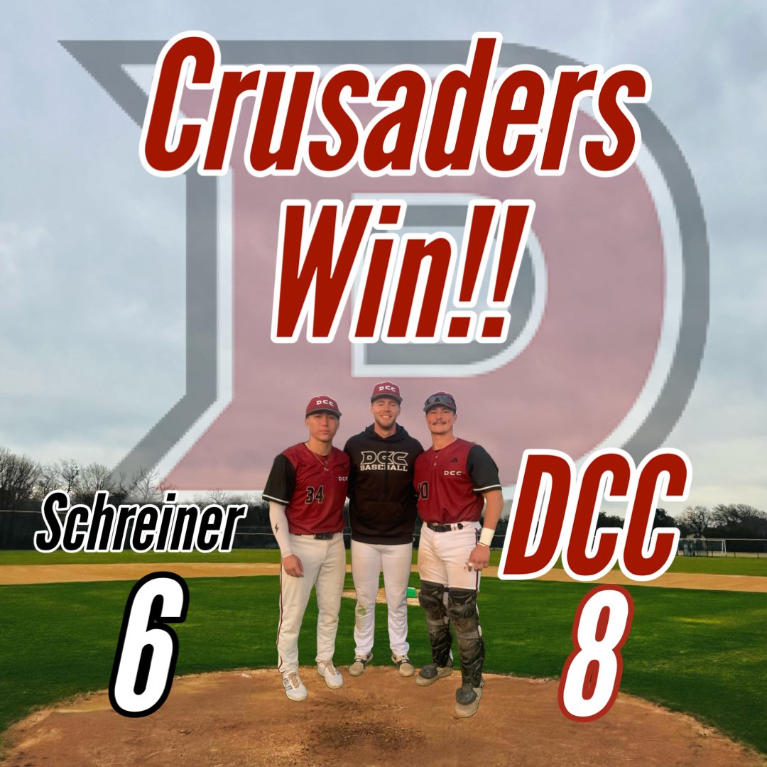 Crusaders win the gm 3 rubber match against Schreiner to take the series! Lamar Blatnick and Riekkhen Bostick both have multiple 2 out RBI hits. Derek Lewis shines on the mound.