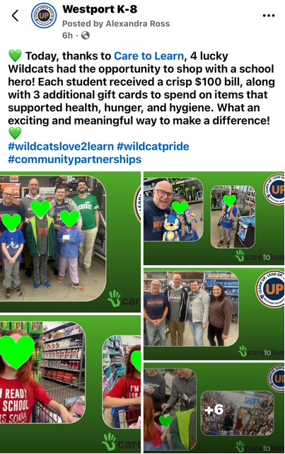 I am so PROUD of our amazing staff and our wonderful students <a href="/westportcats/">Westport Wildcats</a> .  We are so THANKFUL and BLESSED to have <a href="/CaretoLearn/">Care to Learn</a> support our community.  So much fun, shopping with our students today!!!!  Definitely community HERO'S