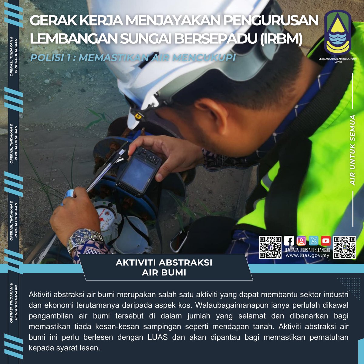 luas_selangor's tweet photo. {HEBAHAN}

Aktiviti abstraksi air bumi merupakan salah satu aktiviti yang dapat membantu sektor industri dan ekonomi terutamanya daripada aspek kos. Walaubagaimanapun ianya perlulah dikawal pengambilan air bumi tersebut di dalam jumlah yang selamat dan dibenarkan bagi memastikan https://t.co/FaKRflmy89