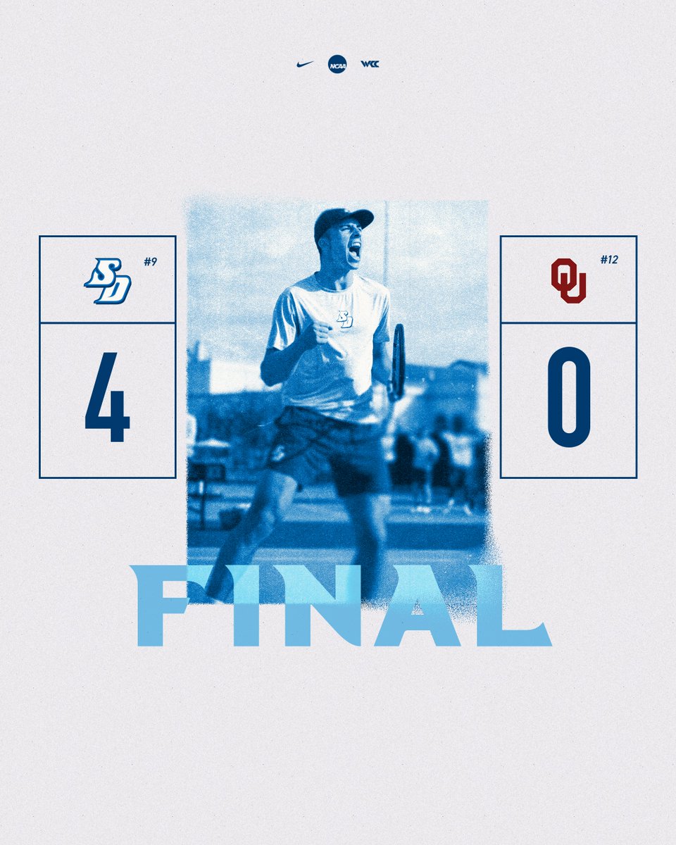 Brought the BOOM 💥

<a href="/USDmtennis/">San Diego Men's Tennis</a> keeps on rolling with a decisive win over No. 12 Oklahoma at the Hogan Tennis Center!

#GoToreros