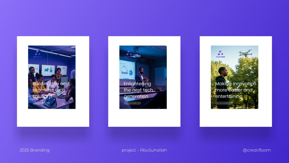 brandvisionaryx's tweet photo. Here’s some slides of a brand identity design I created for a client last month. AbuSuhailah is a personal brand focused on innovation, tech training, and ICT-related services.
Swipe through and let me know your honest thoughts!
#BrandVisionary #LearningWithAhmad #CreatifLoom https://t.co/Bs1vO2lOue