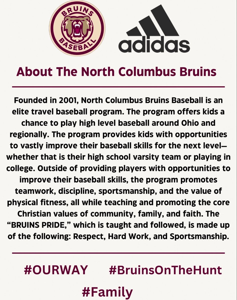 NCBRUINS BASEBALL (@ncbruins) on Twitter photo Our 17U & 18U teams are each seeking 1 high level player to add to their rosters. Position players that pitch, catchers, or PO’s would be of interest. Both teams have competitive rosters with high level summer schedules.
Interested, email us at ncbruins@hotmail.com or register. Our 17U & 18U teams are each seeking 1 high level player to add to their rosters. Position players that pitch, catchers, or PO’s would be of interest. Both teams have competitive rosters with high level summer schedules.
Interested, email us at ncbruins@hotmail.com or register.