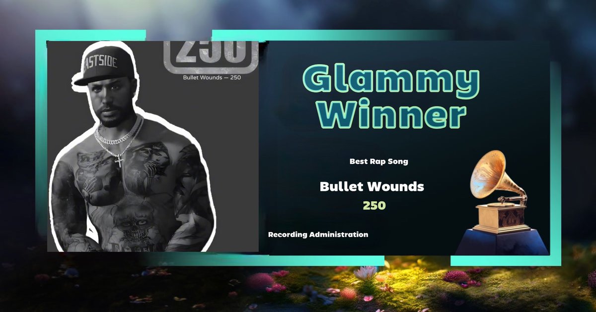 Congratulations Best Rap Song winner <a href="/2FIVE0/">250 ❁</a> Bullet Wounds 🏆

#57thGlammys
