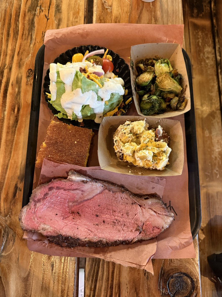Prime rib dinner <a href="/eviemaesbbq/">Evie Mae's BBQ</a>