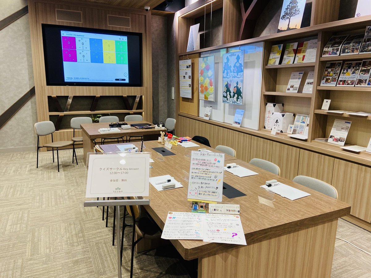 NAZOTOKInoHEYA's tweet photo. ✨クイズサークルKey Answer✨
📚ちえなみきテーマ回🍵
本日12時〜17時まで開催します!📚
今回のテーマは
『常識クイズ・基礎謎解き』
お気をつけてお越しください!✨☃️
#敦賀 #ちえなみき #otta #KeyAnswer
#クイズ #謎解き #イベント https://t.co/RmKEGQhrjP