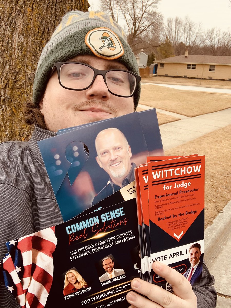Thank you to everyone who came out and knocked doors today for <a href="/TeamSchimel/">Team Schimel</a>, <a href="/zachwittchow/">Zach Wittchow</a> &amp; the Conservative candidates running for Waukesha School Board!
