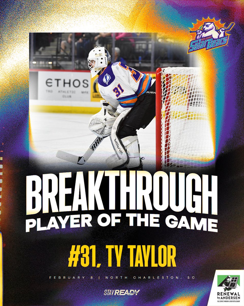 Our <a href="/RbAFlorida/">Renewal by Andersen of Florida</a> Breakthrough Player of the Game with his first <a href="/ECHL/">ECHL</a> win is Ty Taylor!