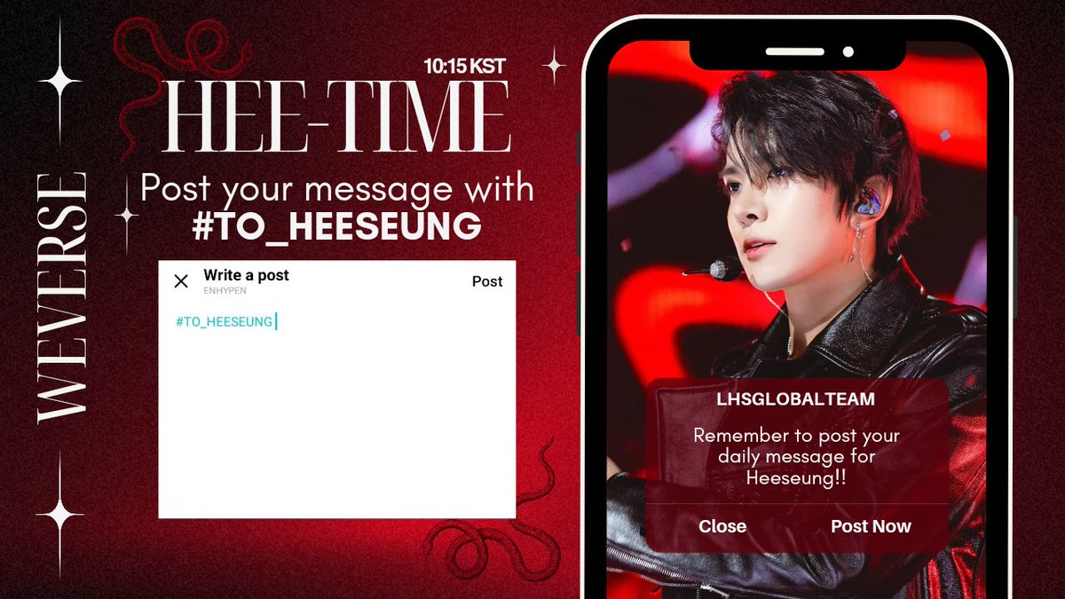 LHSGlobalTeam's tweet photo. [📢] #HEE_TIME

Go to Weverse > Post your Message for Heeseung > use #.TO_HEESEUNG when posting

#ENHYPEN_HEESEUNG #엔하이픈_희승 #희승 #HEESEUNG @ENHYPEN_members https://t.co/g9ptBVKEvk