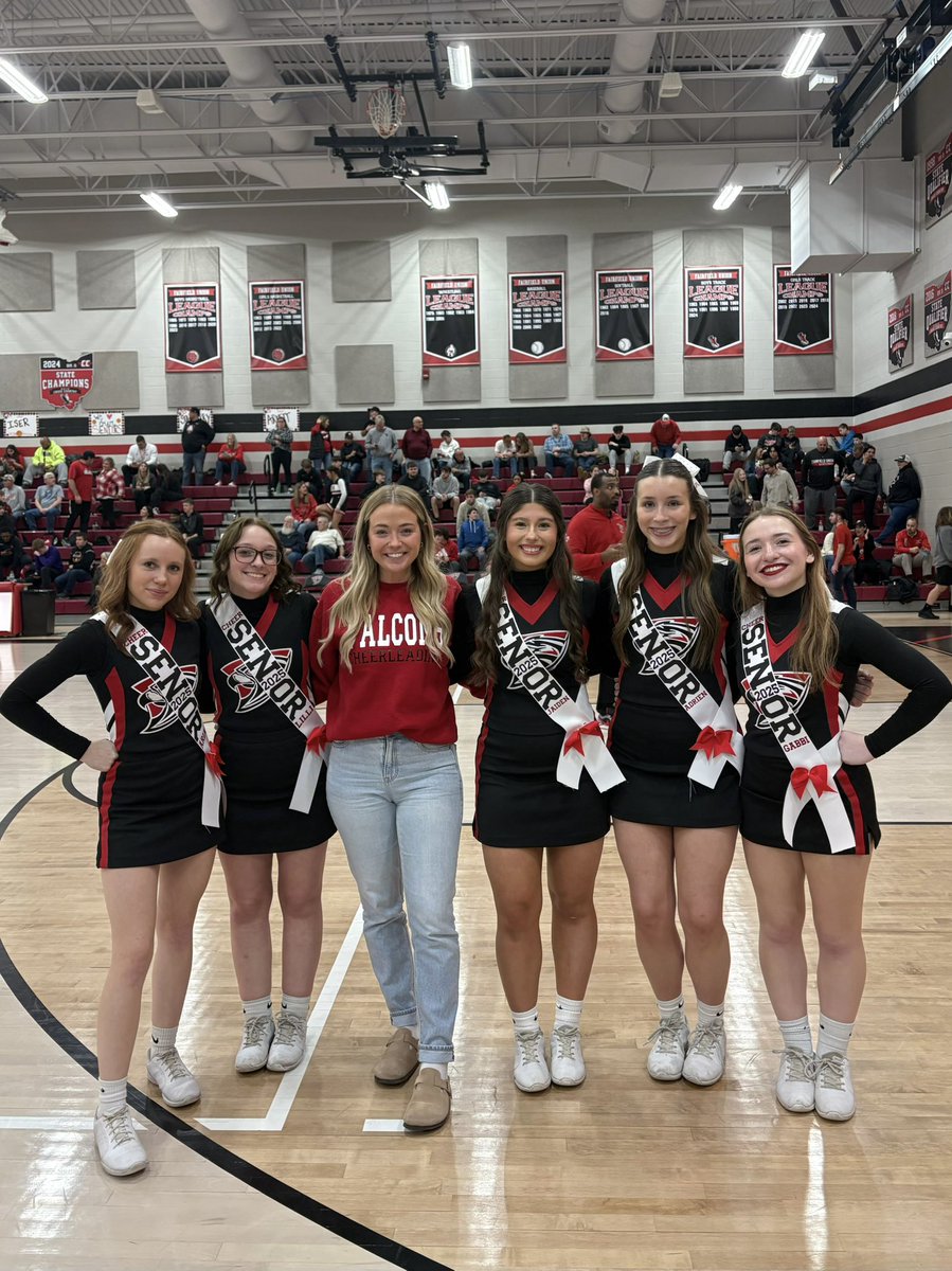 Our 2025 seniors just cheered their last regular season home game. We are so proud of how far they’ve come and we can’t wait to see what they achieve after high school! ♥️ #FalconCheerleading #IAGDTBAF