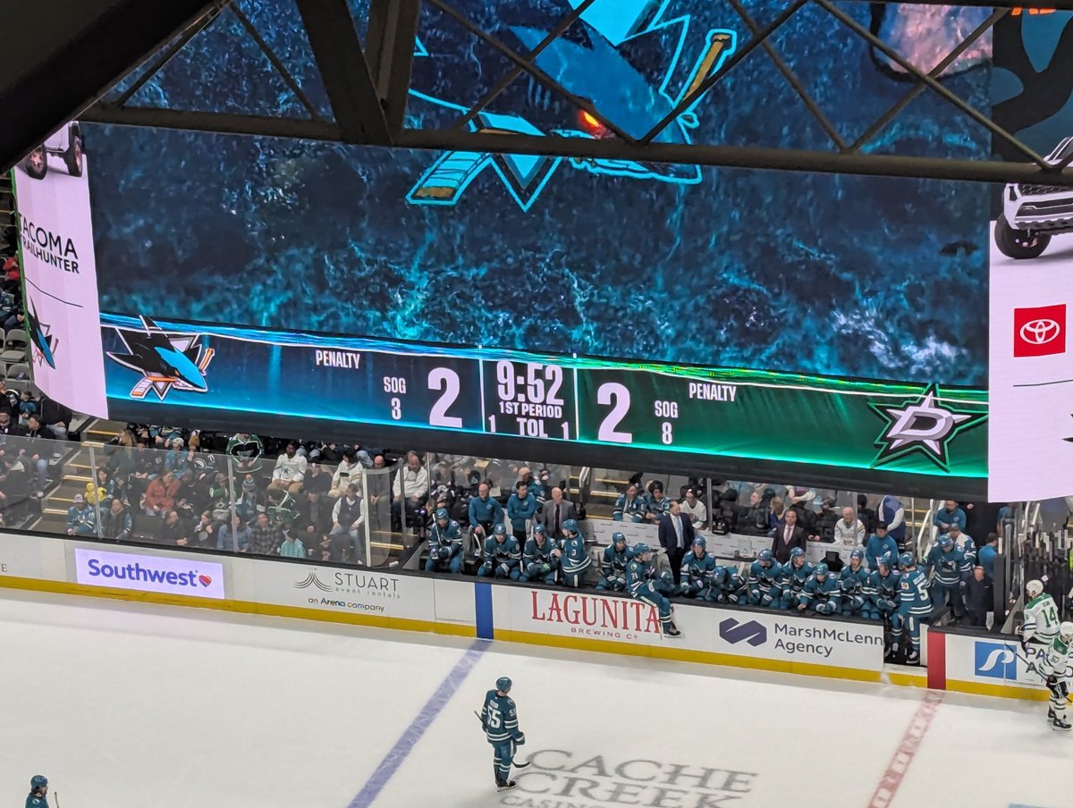 Dallas pulls even with the Sharks at 2-2 at 10:08 of the first period.