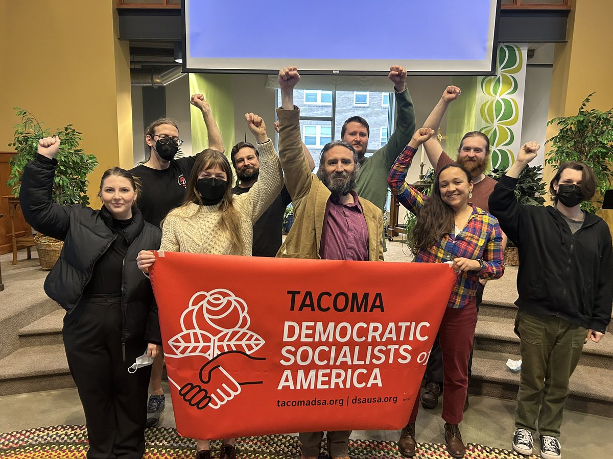 TacomaDSA's tweet photo. Thank you to everyone who came out to our 2025 Convention. With 79 community member in attendance this was our largest convention yet! We elected  fantastic team of new officers and heard a presentation from DSA’s national co-chair @meganemilyromer. https://t.co/YsXxJoQ3l3