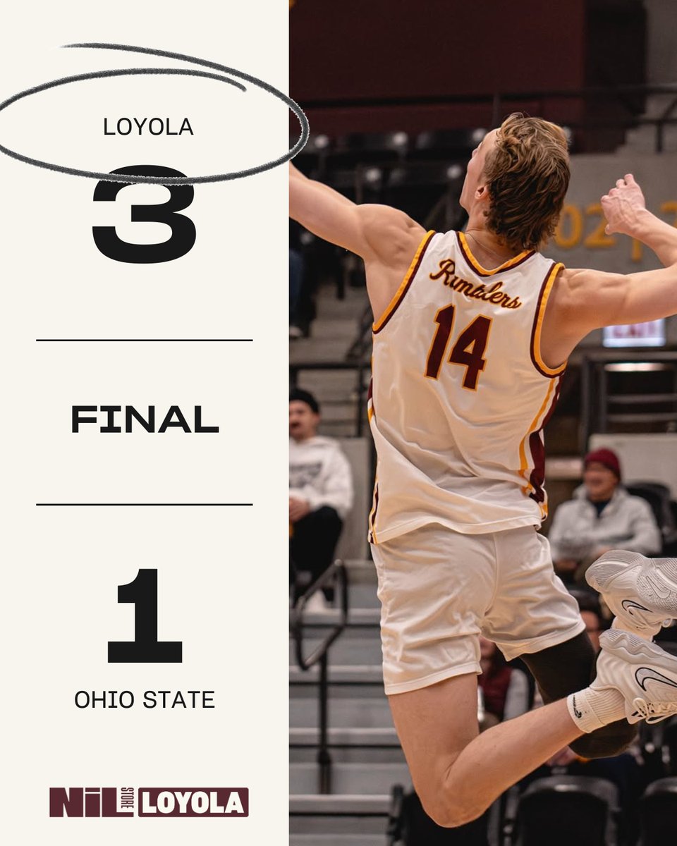 𝗟𝗢𝗬𝗢𝗟𝗔 𝟯, Ohio State 1

Men’s volleyball defeated Ohio State while on the road tonight. Congratulations, boys! 💪

#RamblersWin