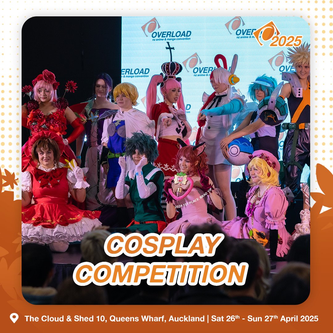 OverloadNZ's tweet image. Applications are open for the Overload Cosplay Competition!🎭Bring your fav charas from Asian media (anime, manga, donghua etc) to life✨Choose between the Construction Only or Skit + Construction categories. Full deets on our website under Events! Entry closes midnight 6 April✨