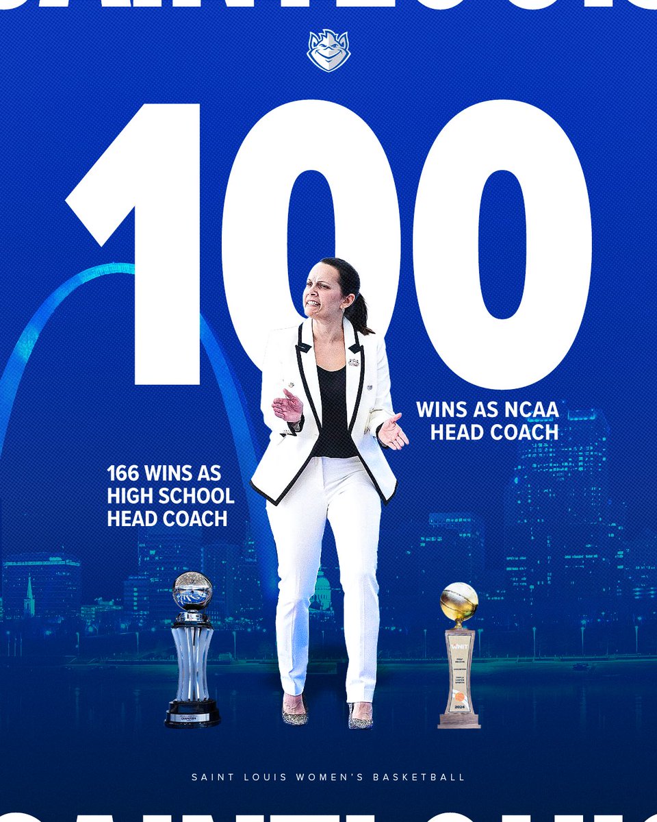 SaintLouisWBB's tweet photo. Career Win #100 for Rebecca Tillett! https://t.co/GLwDHKAL7v
