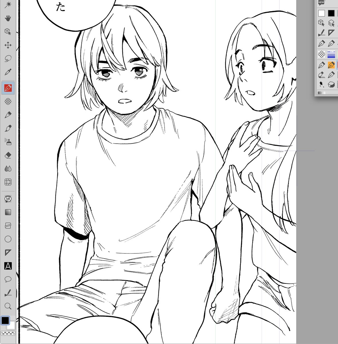 ちゃんと男の子を描くぞ、という気持ちで描いたミヅキ君。
線多めを意識すると男の子っぽくなるね。 