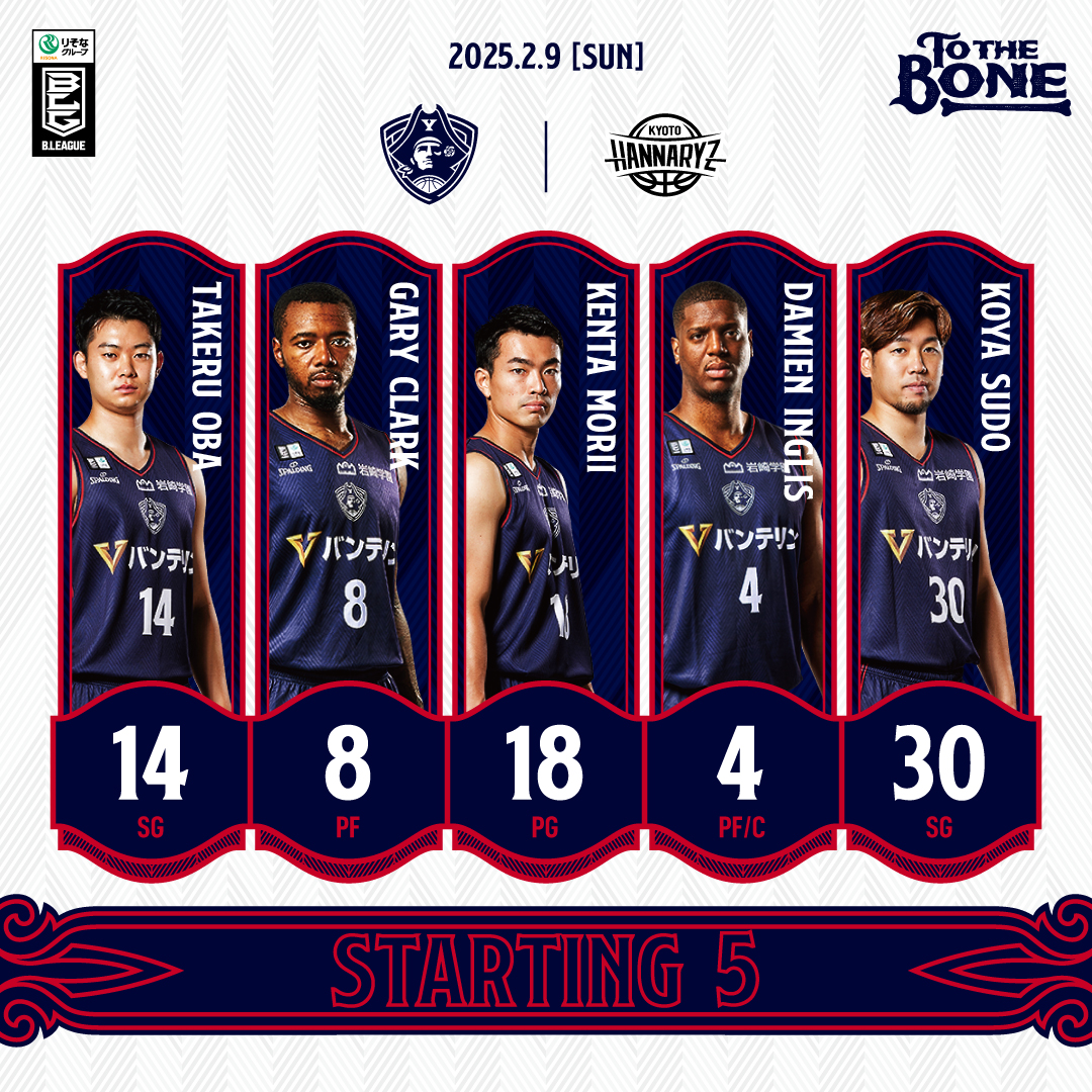 b_corsairs's tweet photo. ☠️STARTING 5☠️
🆚京都ハンナリーズ GAME2

4 ダミアン・イングリス
8 ゲイリー・クラーク
14 大庭岳輝
18 森井健太
30 須藤昂矢

#ビーコル #ToTheBone #りそなグループ #Bリーグ⎯⎯⎯⎯⎯⎯⎯⎯⎯⎯ 
試合を見るならバスケットLIVE📱
京都戦 GAME2　ご視聴はコチラ 
https://t.co/LhsJYhGnfw https://t.co/KgSd4nR9wQ