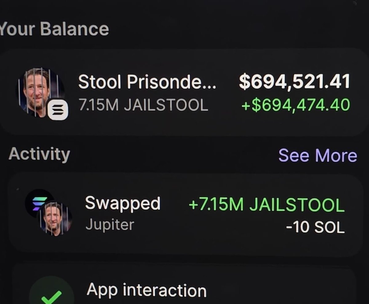 I bought this #Jailstool for $2,000 as soon as <a href="/stoolpresidente/">Dave Portnoy</a>  tweeted and now its worth $700,000. What the actual fuck.

Fck it, give away. 1 anon who like and retweet will get 50 $SOL (yes, for real) in 24hrs.