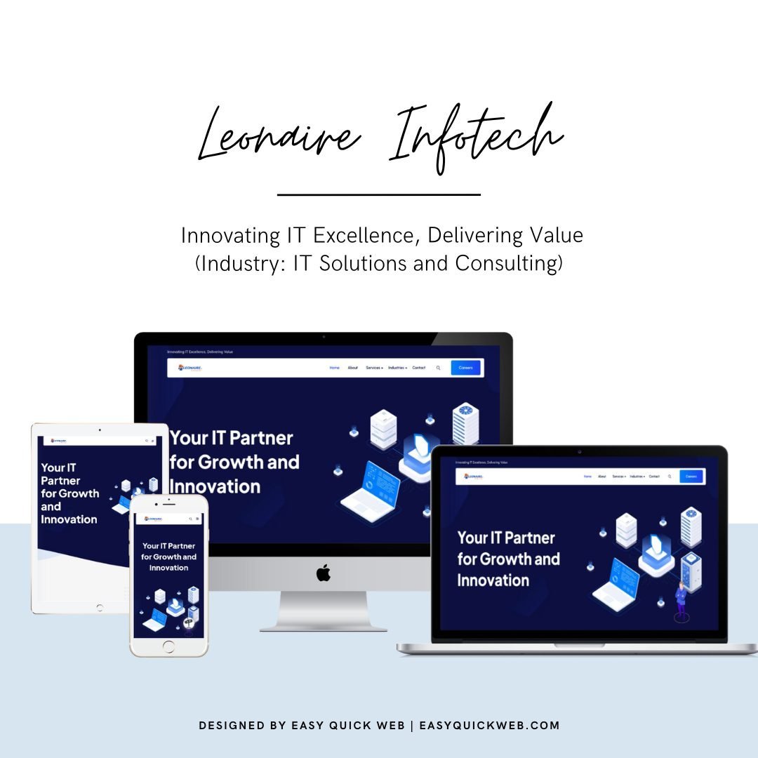 EasyQuickWeb's tweet image. 🚀 Leonaire Infotech x EasyQuickWeb 🚀
A modern IT solutions website designed for business growth & digital innovation! 💻
Want a custom IT website in Hyderabad? Let’s build it today!
#ITSolutions #TechConsulting #WebDesignCompanyInHyderabad #EasyQuickWeb #SEO