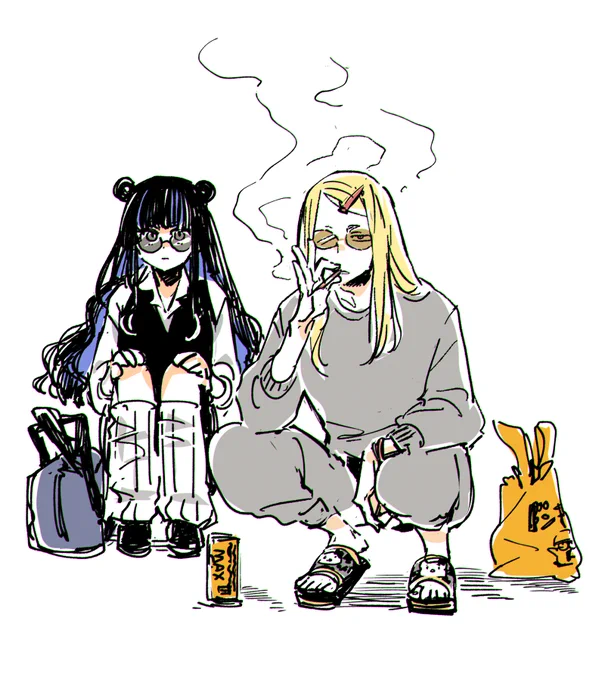 過去絵バックアップ見てたけど私服絵がこんなんばっかで笑ってしまった(私服?)