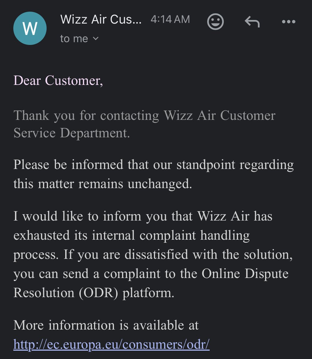 dszaboSF's tweet photo. @wizzair lost my luggage: They have never put it on the plane. And they refuse to refund the €100 luggage fee, even though the luggage never flew. They also refuse to reimburse the €100 essential clothes for my family of 4, because I waited 4 days to buy them, hoping that they’ll find the lost luggage. Is this fair @ChrisWizzair @WizzairCSM @kWIZZAIRc