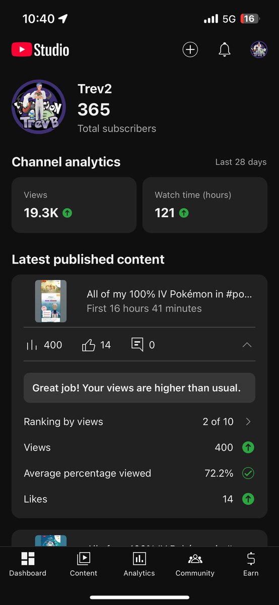 Trev_B22's tweet image. I’ve got 10 days to push to 500 subs then I’ll release the video of me hitting level 50 in go. I definitely shouldnt have slacked on posting content but we’re coming up on my level 50 one year anniversary #PokemonGO #smallyoutuber
