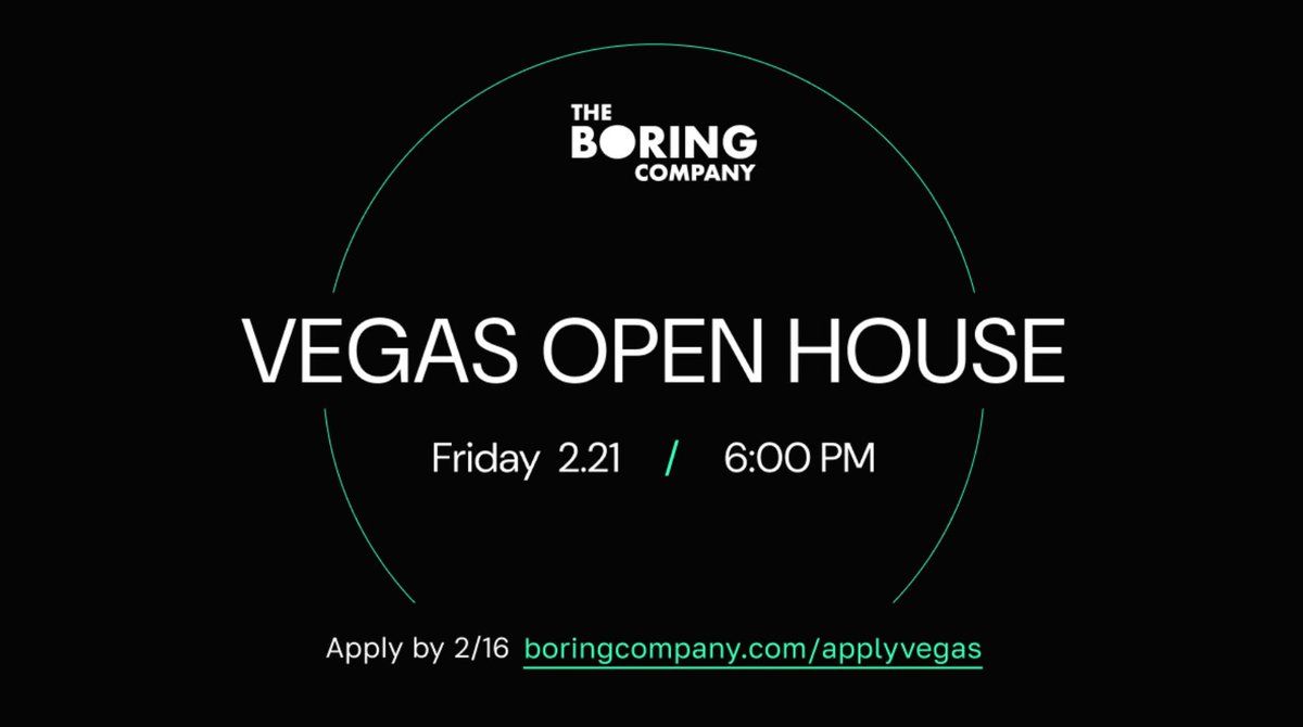📣 We are hiring exceptional software engineers, operations engineers, supply chain specialists, and project developers to rapidly scale Vegas Loop.

Join our open house to learn more about how TBC is solving traffic and transforming Vegas
