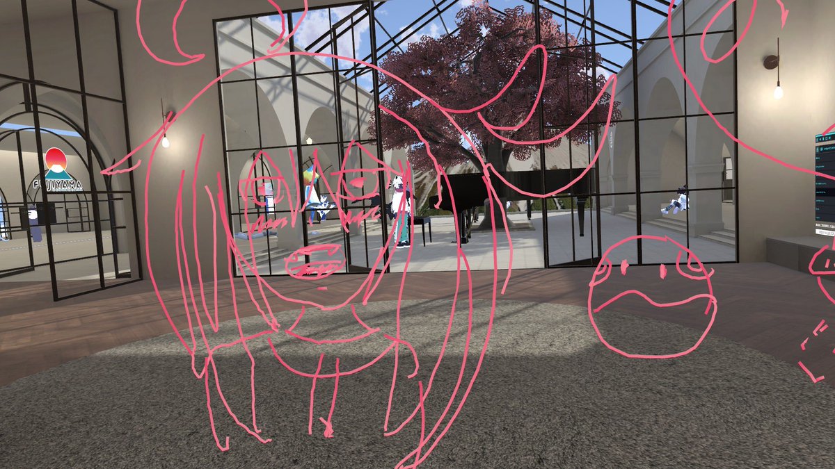 AoUb0's tweet photo. 暇なのでVRチャットで絵をかいてきた
フレンドでき嬉しい https://t.co/lhxVOkhOC8