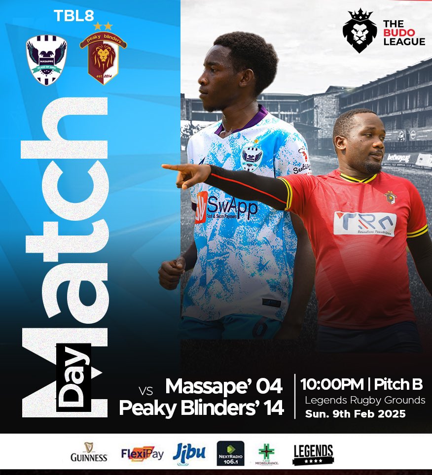 PB_budo14's tweet photo. Early kick-off against defending champions @TeamMassape 🔥🔥

Valentine's Day warm-up brought to us by hosts @basunzi 

Free WiFi by @Airtel_Ug

Be there or nowhere  @LegendsKla 📍 

#TBL8
#B2BC
#TheThirdStar
#TRNBlinders
#VetogroBlinders

Powered by:
@trnuganda and @vetogro https://t.co/6UFWbyLlRV