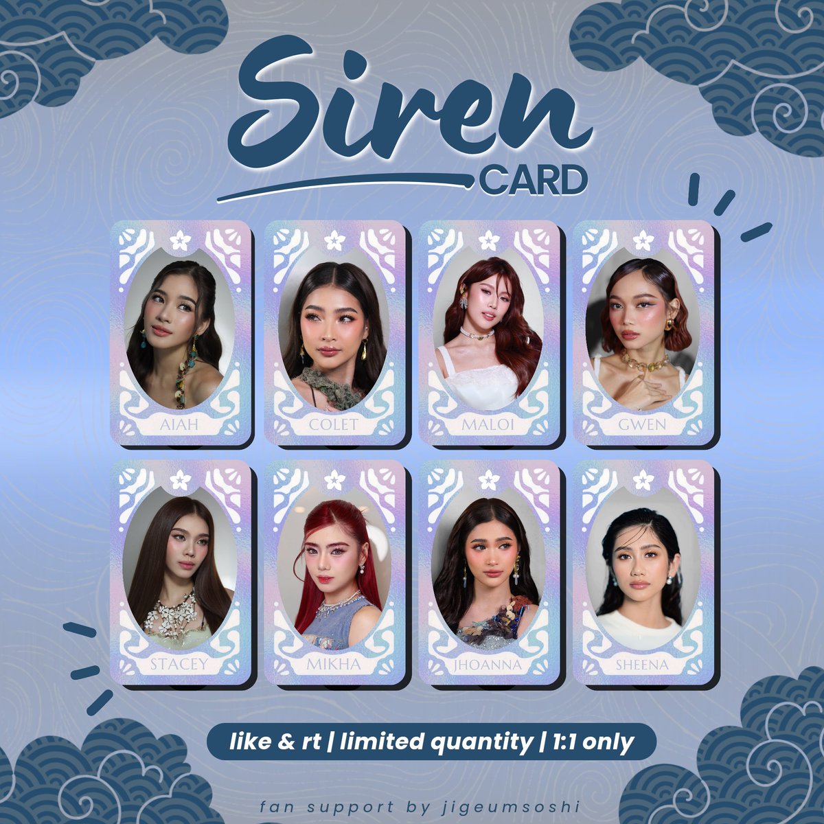 Siren Card 🧜‍♀️
fan support by jigeumsoshi

🥽 Like and Retweet (must show proof)
🥽 Limited Quantity
🥽 1:1 ONLY
🥽 Random pulls
🥽 On the spot trades

#BINIverseTheWorldTour2025 #BINIWT2025 #bvwt2025 #BINI