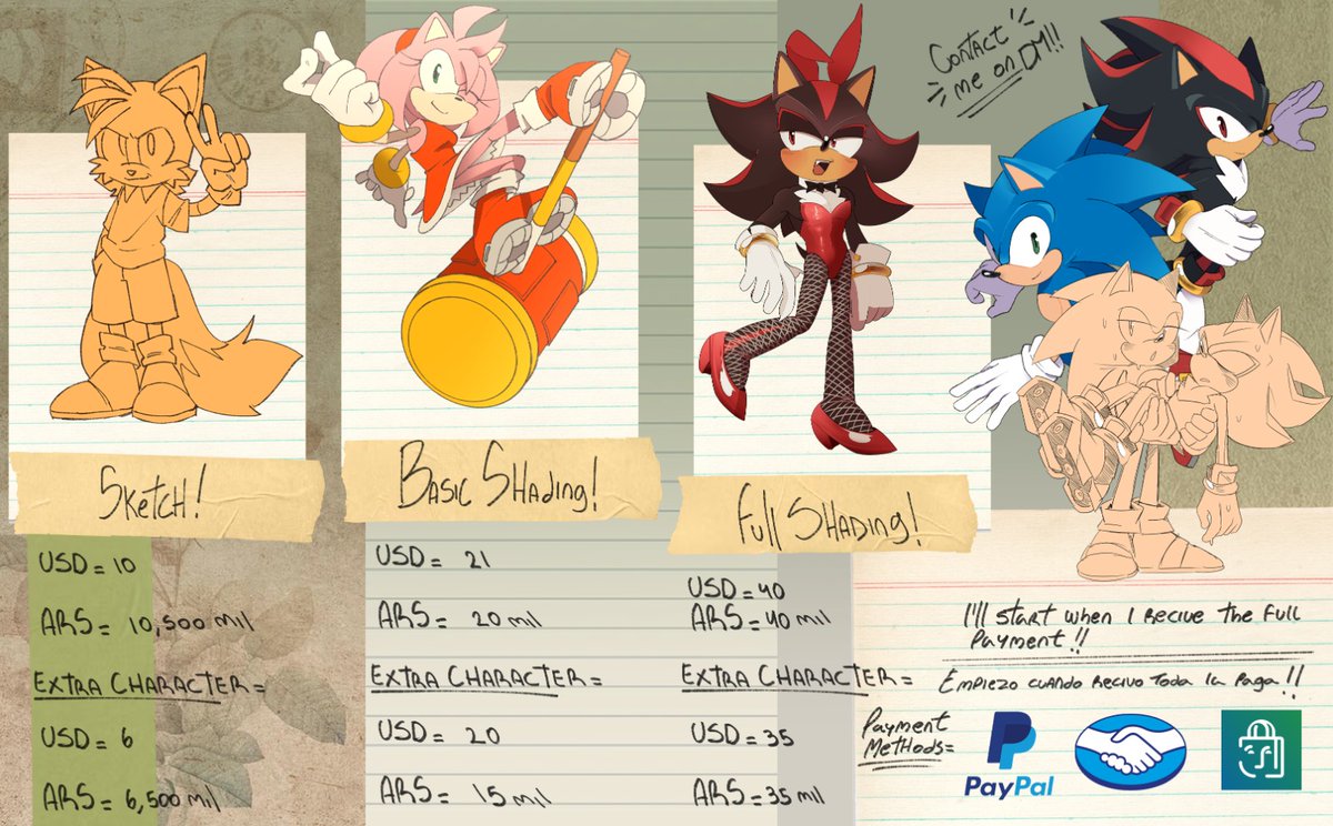 Hello! I can draw pretty much anything, feel free to ask!
———————
Porfavor comprenme tengo hambre 🙏

[ #comisiones #commsopen #commstwt #SonicTheHedgehog #sonicfanart #sonicart ]