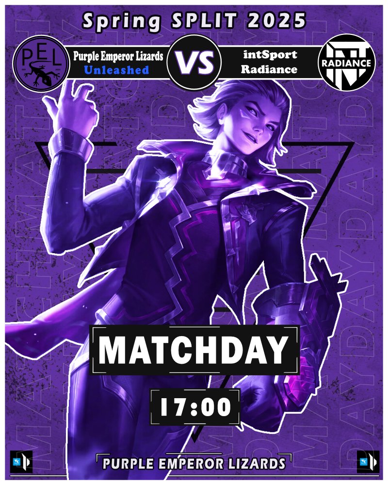LizardsPurple's tweet photo. Neuer Sonntag neues Glück. Es startet wieder um 15 Uhr mit unseren #KartoffelLizards und geht direkt mit den #UnleashedLizards weiter.
🆚: Rainbow Raptors & @intSport1 Radiance
⏰: 15 & 17 Uhr 09.02.25
🎙️: @funwithflagsLuL
📺: ttv/Purple_Emperor_Lizards
#PELRAR #PELRAINT https://t.co/9tLpKRqM5r
