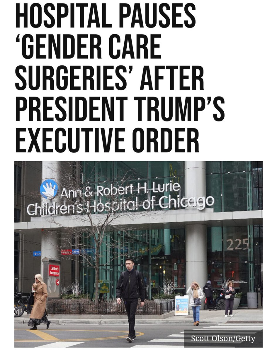 Praise God! 🙌

A Chicago children’s hospital says it is putting the brakes on so-called “gender care surgeries” for young people as President Donald Trump fights to protect patients under 19 years of age from “chemical and surgical mutilation.”