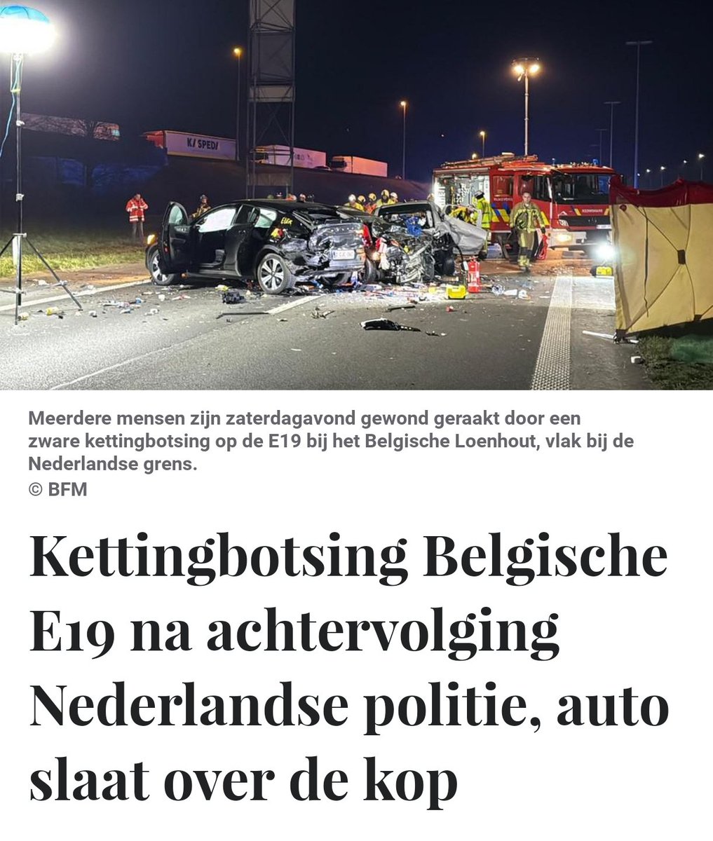 Politieachtervolging vanuit Nederland eindigt in crash bij Loenhout, België