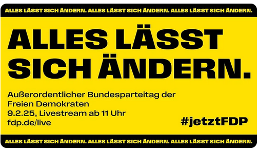 NineBerry's tweet photo. Das neue FDP-Design erinnert mich an Ausverkauf bei einem insolventen Billig-Möbelmarkt. "ALLES MUSS RAUS". Passt sehr gut. https://t.co/Be2cAmcwzI