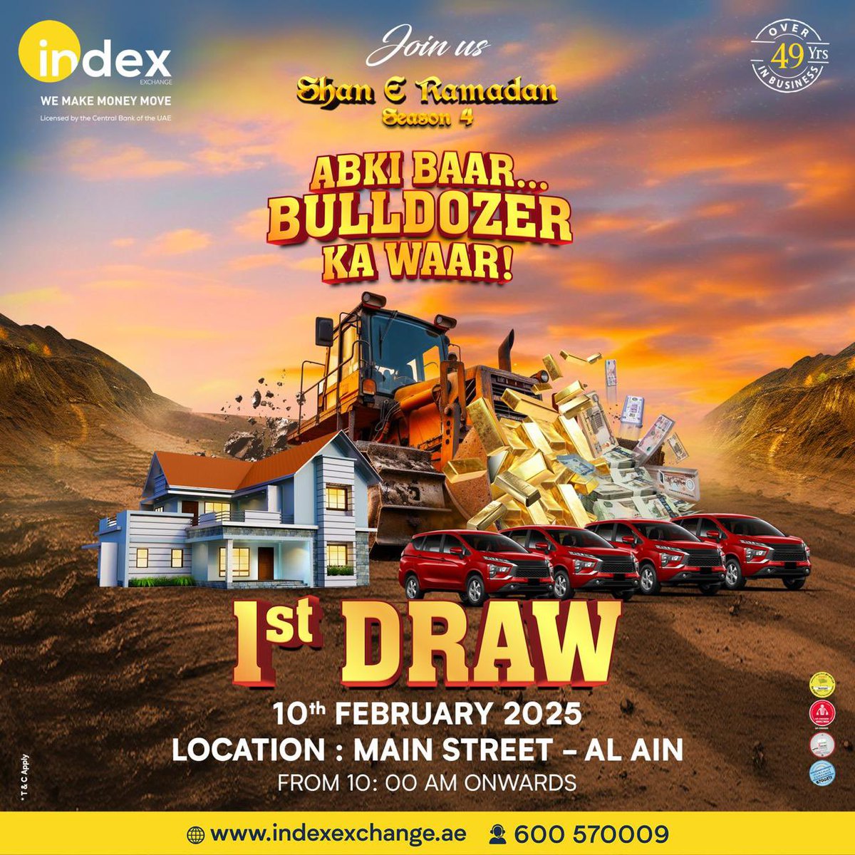 indexchangeuae's tweet photo. 🚜 Get ready for the ultimate excitement with Index Exchange’s Shan-e-Ramadan Season 4! 🌙✨

💰 Win BIG — Cash 💸, Cars 🚗, and even a Dream Home 🏡!

🎉 Join us for the 1st Draw on 10th February 2025 📅

📍 Location: Main Street, Al Ain 🗺️
⏰ Time: From 10:00 AM onwards https://t.co/9LgALJw2JV
