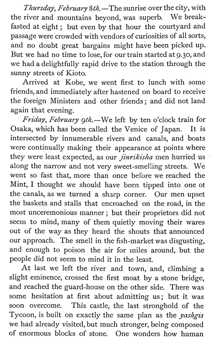AnnieBrassey's tweet photo. Sunbeam #Osaka #Japan 9.2.1877. "There was just time to go round some of the old streets, &amp; to some of the shops, before the hour by which we were due at the station. Osaka is famous for its waxworks &amp; theatres. Five of the best have, however, been burnt down..." #Brassey #1870s https://t.co/wfSmkN1iKc