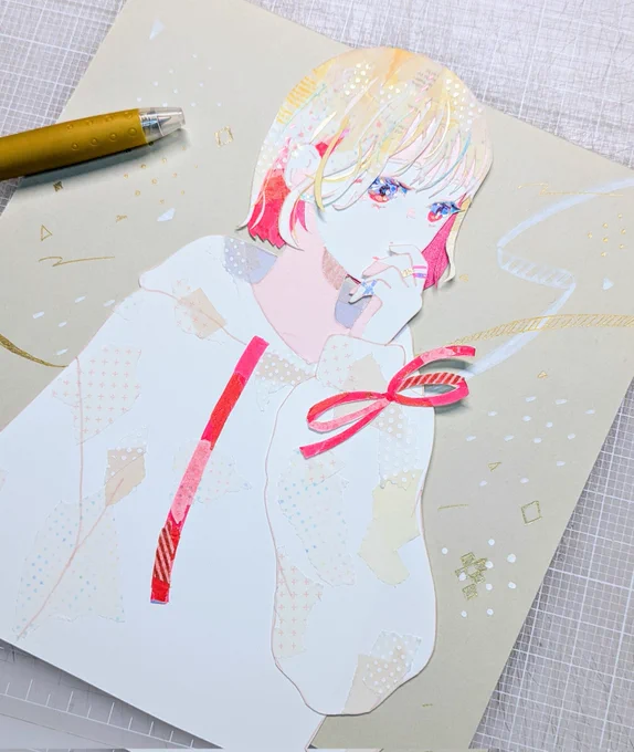 いい感じにホワイトチョコ感でたかな あとは額が届いたら仕上げ #アナログイラスト #オリジナルイラスト #マステ絵