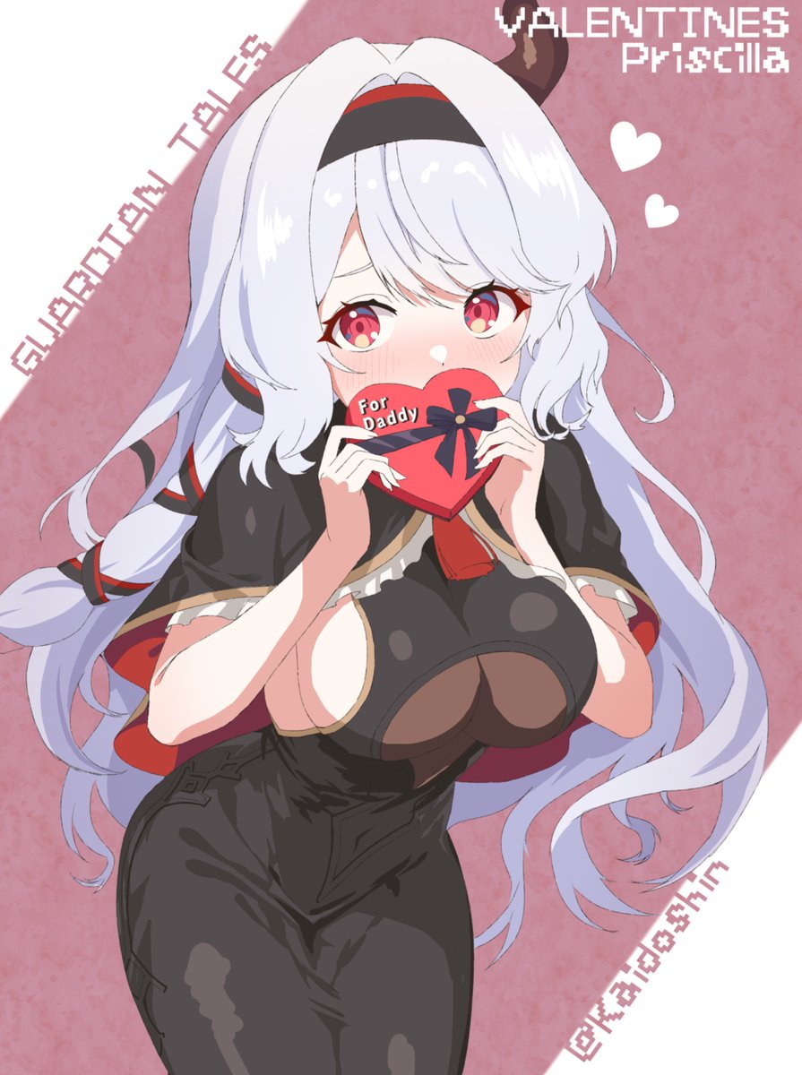 プリシラちゃんが何やらハートの箱を持っていますね。

どなたかにプレゼントでしょうか？ 
#guardiantales 
 #ガーディアンテイルズ 
 #ガデテル 
 #ガデテル好きと繋がりたい 
 #画デテル