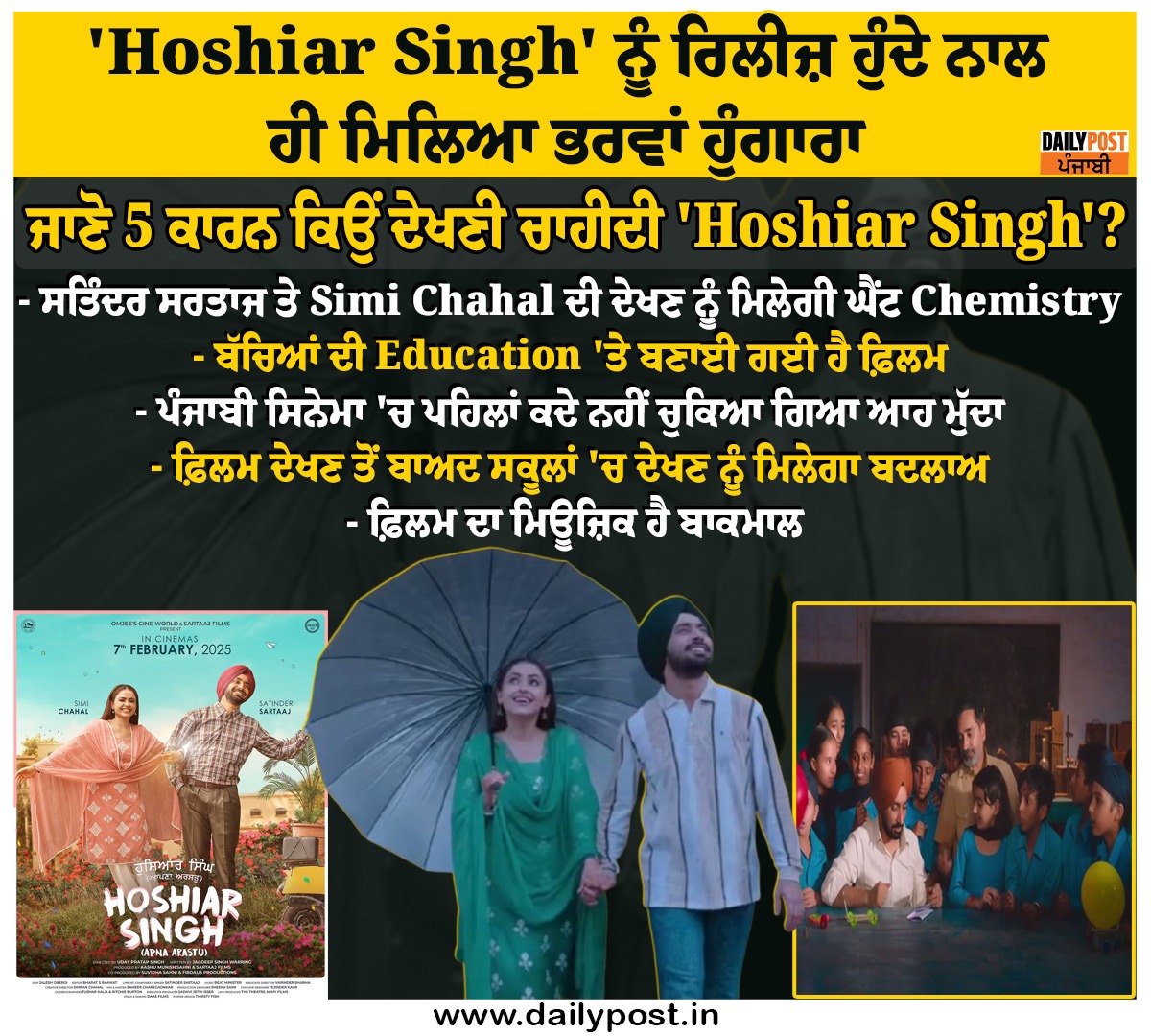 dailypostpunjab's tweet image. 'Hoshiar Singh' ਨੂੰ ਰਿਲੀਜ਼ ਹੁੰਦੇ ਨਾਲ ਹੀ ਮਿਲਿਆ ਭਰਵਾਂ ਹੁੰਗਾਰਾ 
@SufiSartaaj #pollywood #movie #hoshiarsingh #LatestNews  #news #NewsUpdate #punjab #PunjabNews #PunjabiNews #PunjabiNewsChannel #dailypost #DailyPostPunjabi