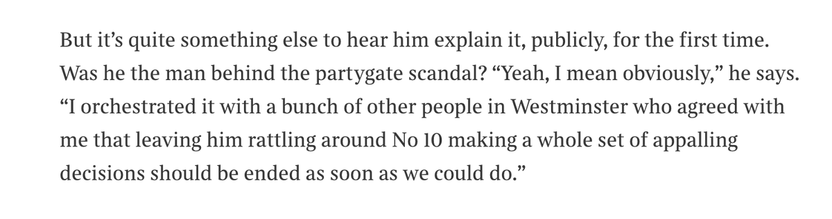 EXC

Dominic Cummings reveals publicly for the first time that he was behind the Partygate stories that brought down Boris Johnson. 

"It’s a cleaning the sewers sort of role ... you’ve got a responsibility to do it,” he told me. 

My <a href="/thetimes/">The Times and The Sunday Times</a> interview

thetimes.com/article/5177bf…