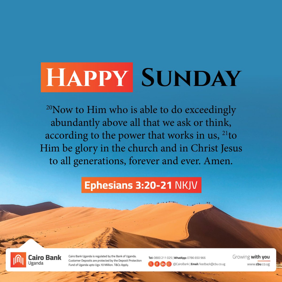 CairoBank's tweet image. He can do far more than we could ever dream of!
When we trust Him, He shows His greatness through us.

#GodsPower #BeyondImagination #CairoWay #GrowingwithYou